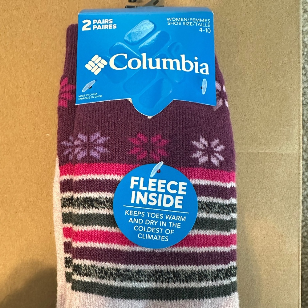 Columbia 2 pairs thick fleece socks